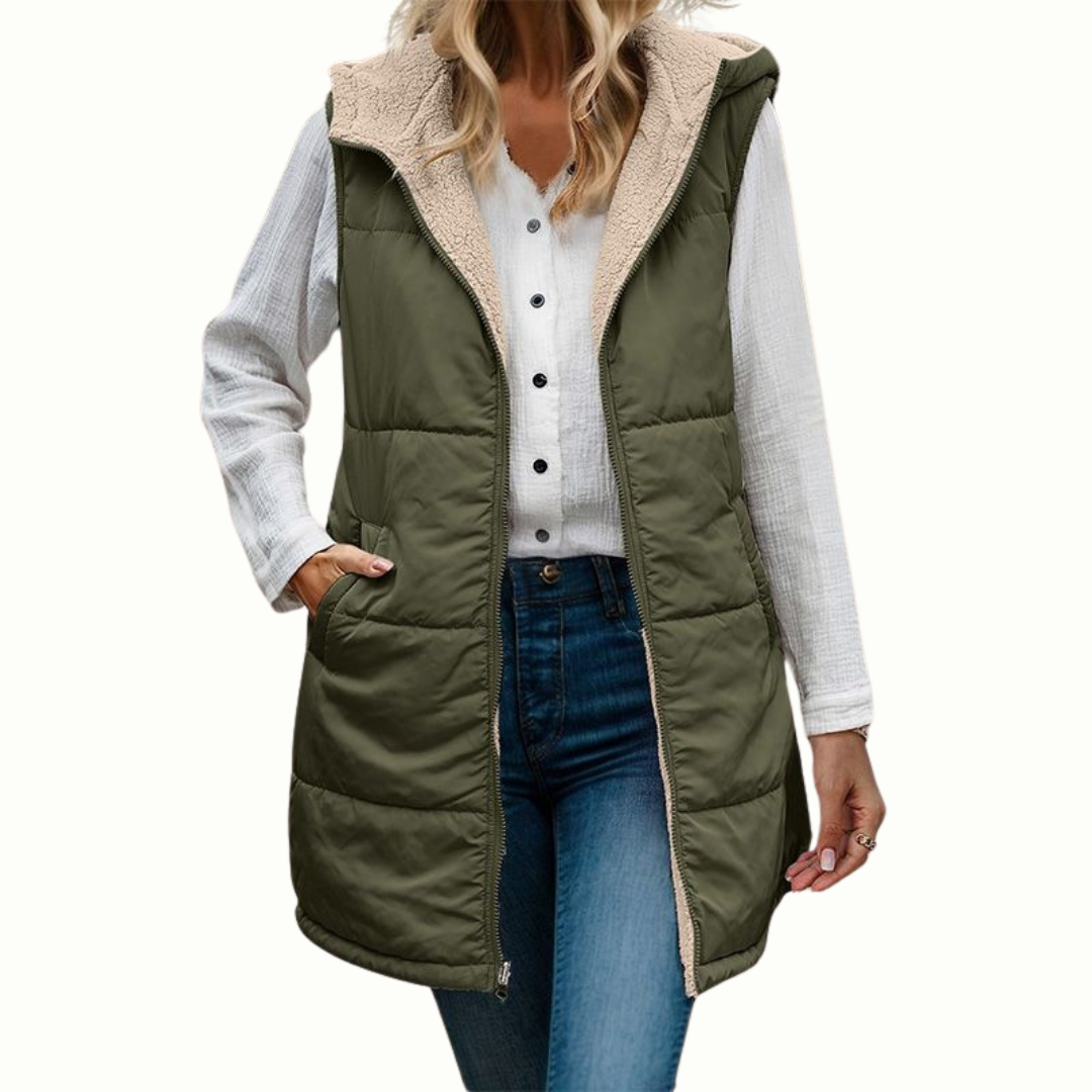 AUBREY™ | Gilet Matelassé Réversible Doublé En Sherpa