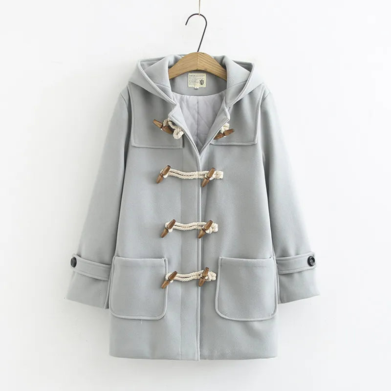 LUCIANE™ | Manteau à capuche et boutons à double rangée