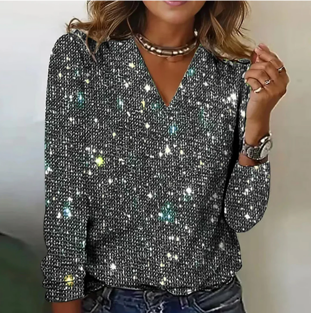 YVETTA™ | Blouse à sequins à décolleté en V