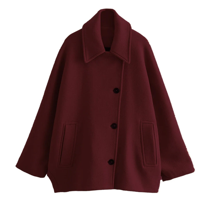 LOREN™ | Manteau court mélangé à col polo