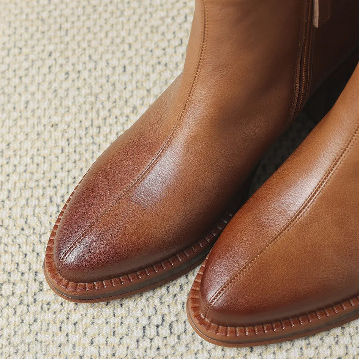 KATELLE™ | Bottines à bout pointu en cuir véritable