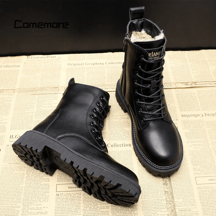 ANDREA™ | Bottes d'Hiver en Cuir Noir Élégant