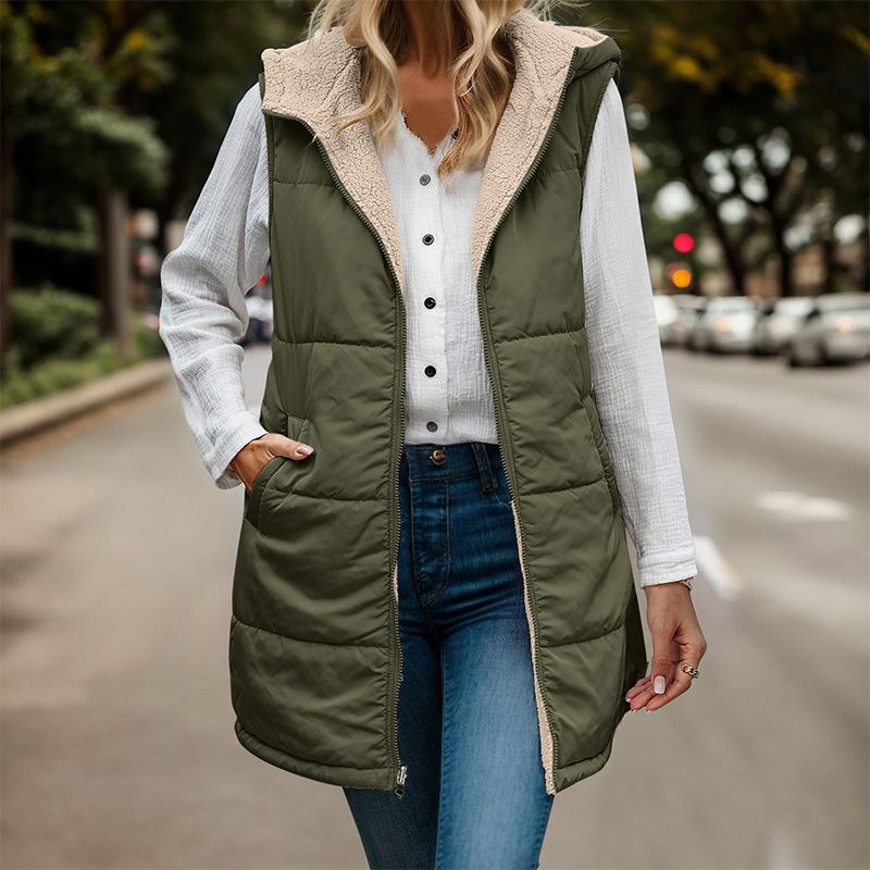 AUBREY™ | Gilet Matelassé Réversible Doublé En Sherpa