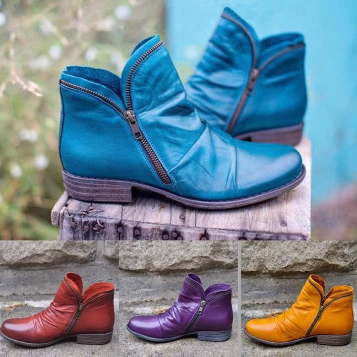 VIANNELE™| Bottes en cuir avec fermeture éclair